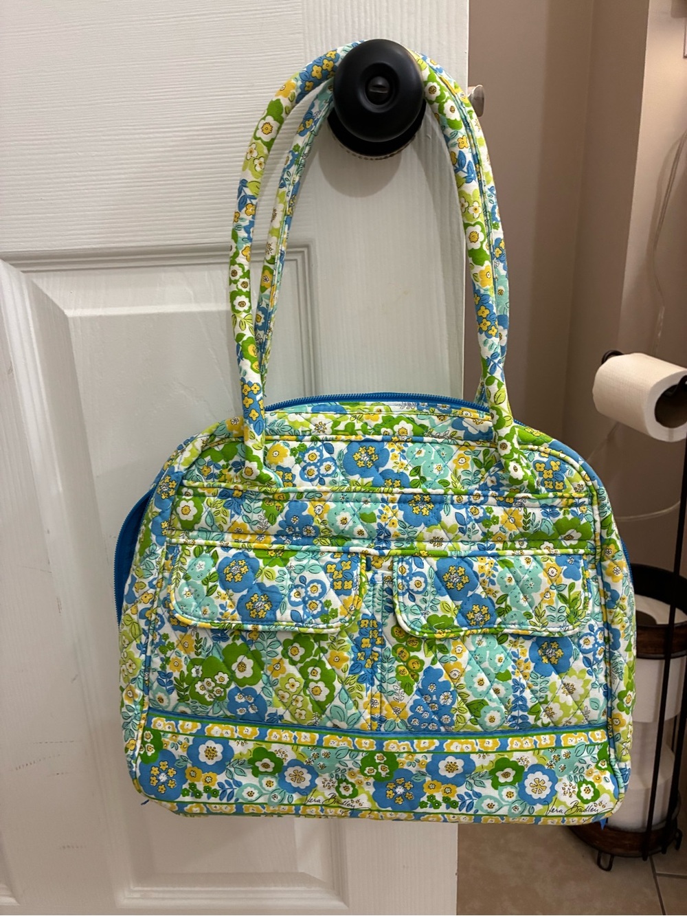 Vera Bradley Quilted Shoulder Bag in Blue, Green & Yellow Floral